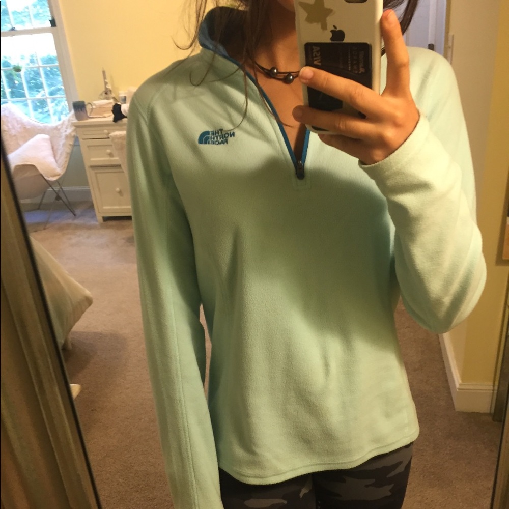 cozy ocean blue north face quarter zip